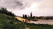 Washerwomen on the Riverbank Charles-Francois Daubigny